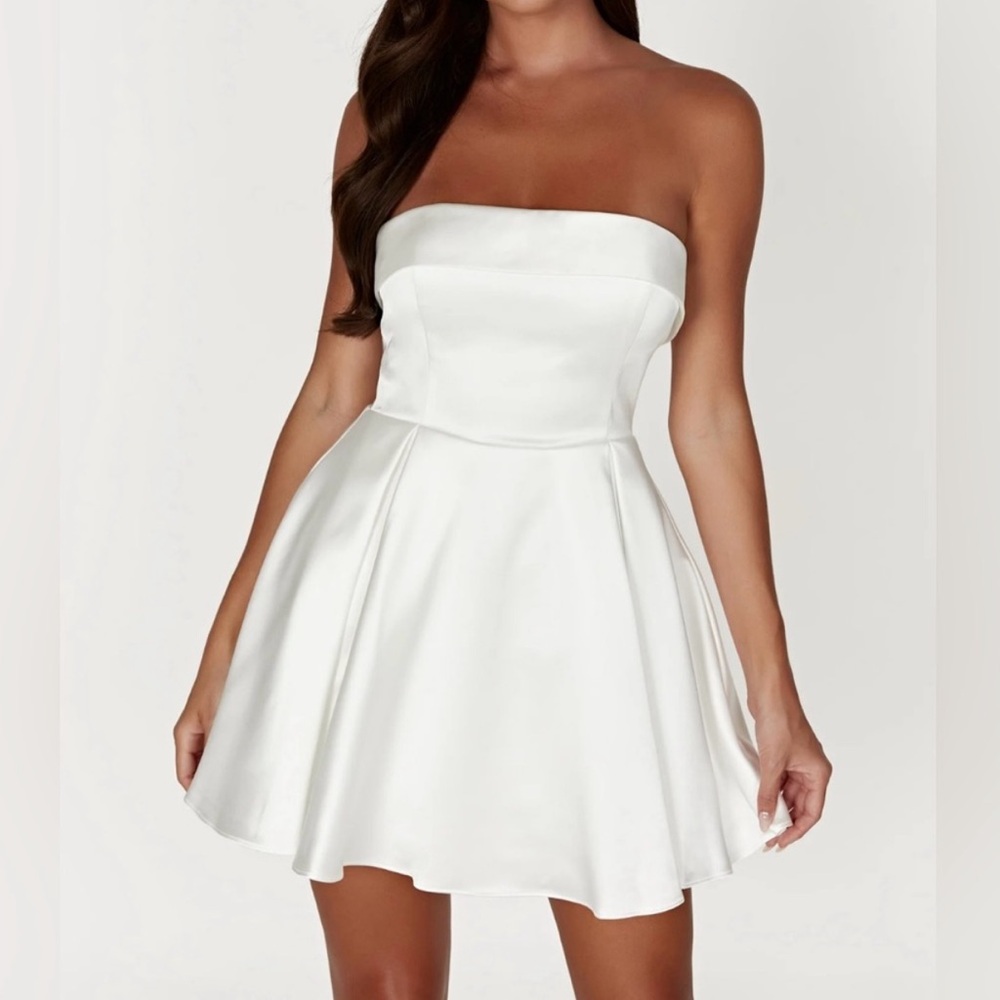 Meshki Eileen White Strapless Mini Dress